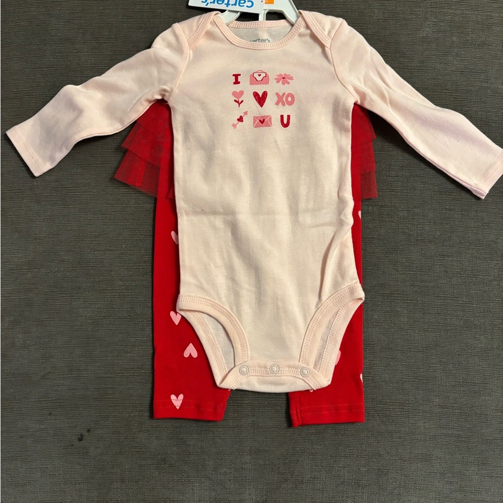 Carter's 
Pink and Red Baby Bodysuit Set
